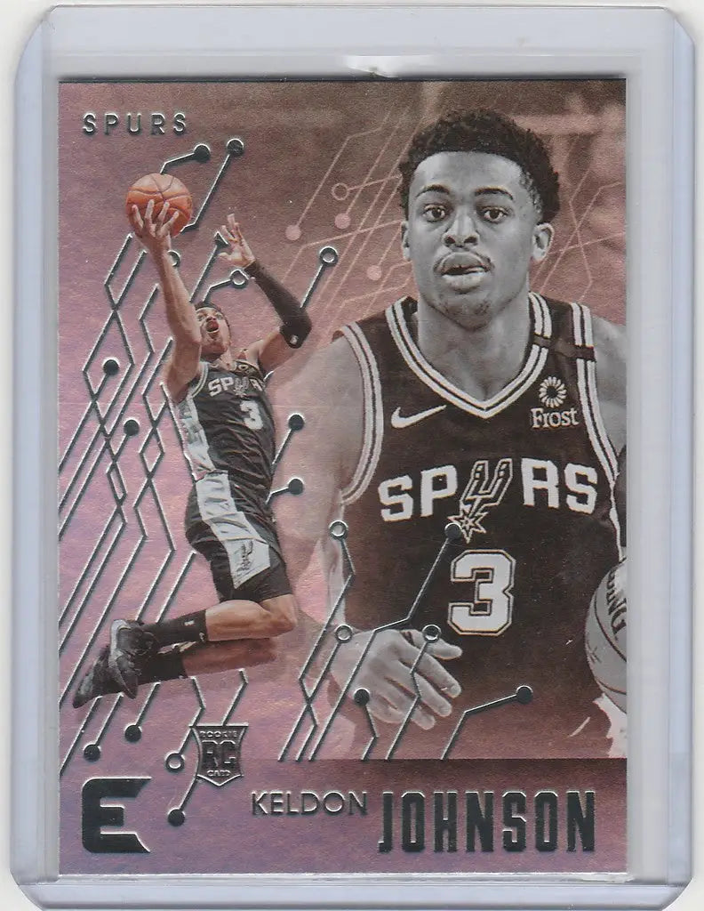 Basketball trading card of Keldon Johnson from San Antonio Spurs in Panini Chronicles Essentials