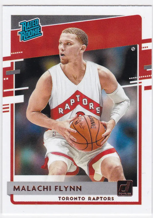 Basketball trading card of Malachi Flynn RC for Toronto Raptors by Panini Donruss