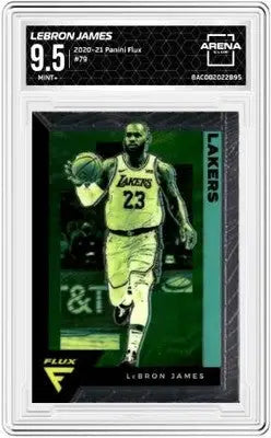 Graded Panini Flux LeBron basketball card featuring LeBron James from 2020-21 Arena Club