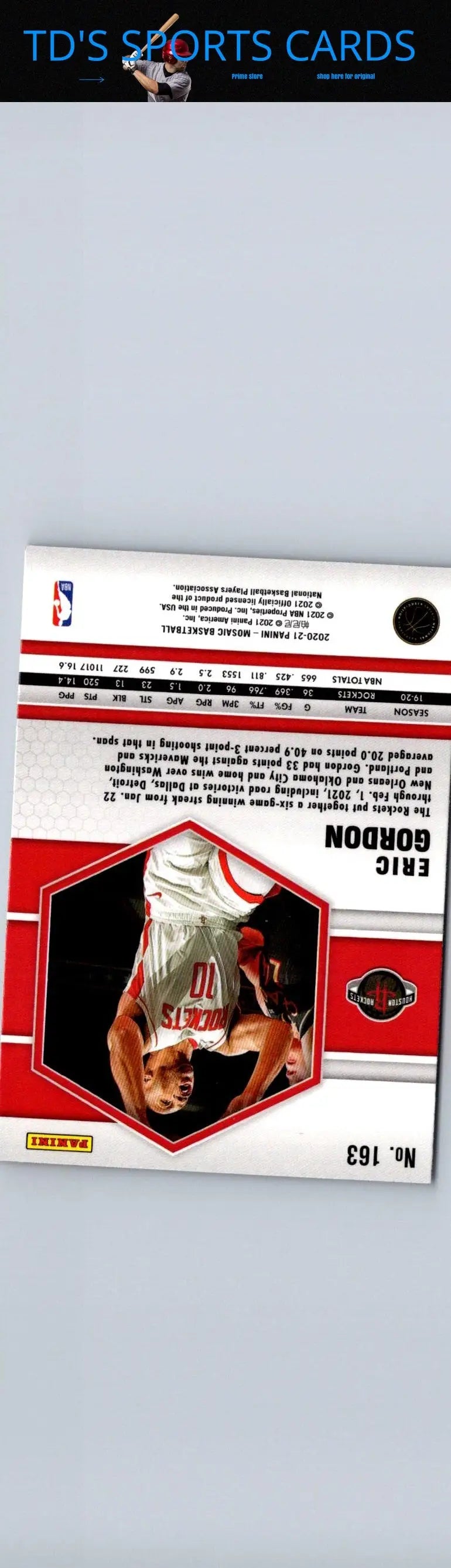 Eric Gordon basketball card from 2020-21 Panini Mosaic series displaying vibrant design