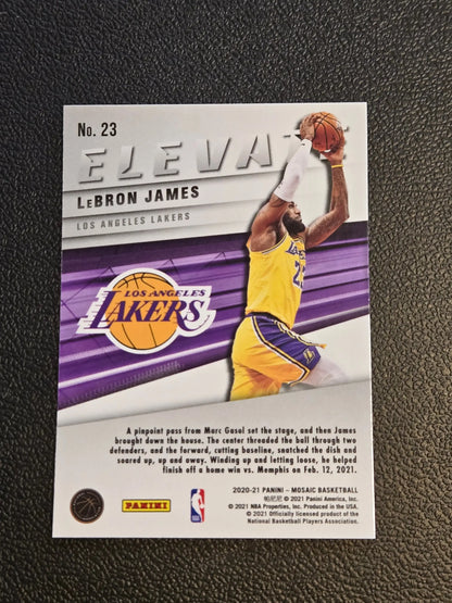 LeBron James Elevate basketball card from Panini Mosaic 2020-21 series
