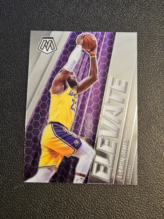 LeBron James Elevate basketball card from 2020-21 Panini Mosaic series