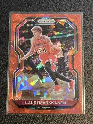 Lauri Markkanen basketball card from 2020-21 Panini Prizm Red Ice Prizms