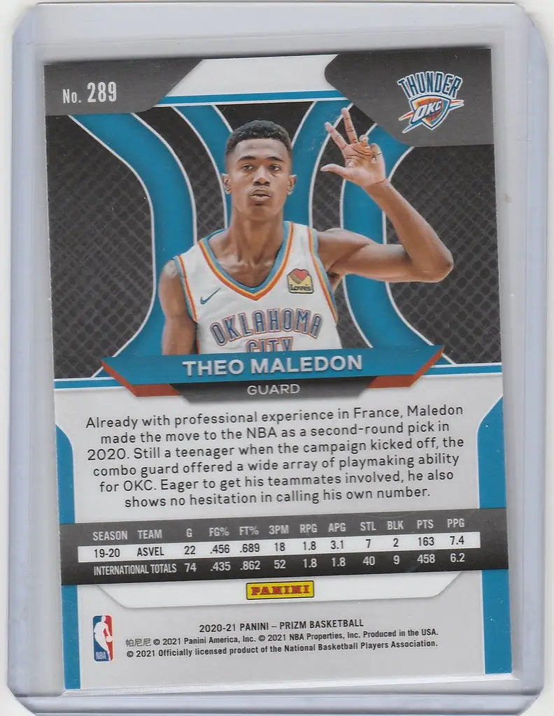 Basketball trading card of Theo Maledon from the Oklahoma City Thunder 2020-21 Panini Prizm