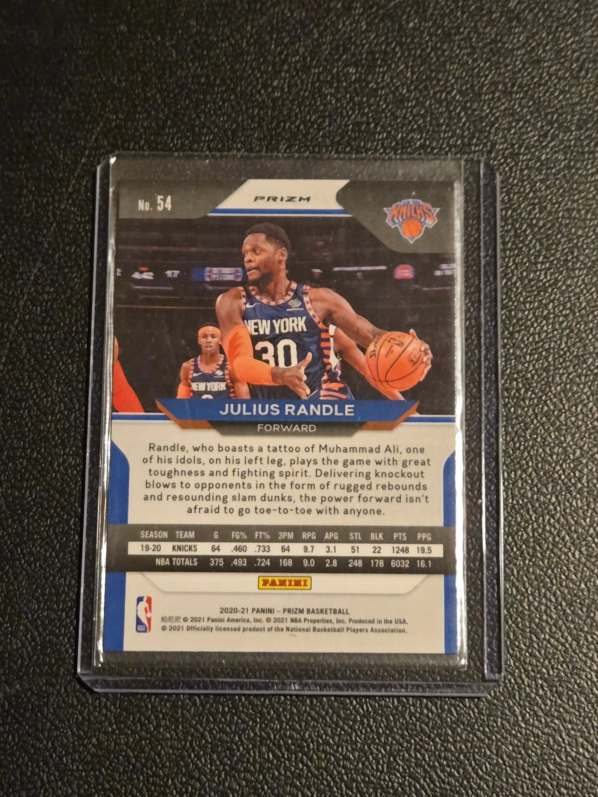 Julius Randle Orange Ice Prizm NBA basketball card from 2020-21 Panini Prizm series