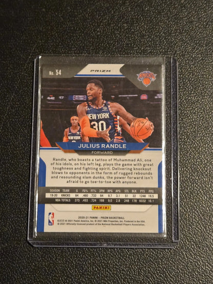 Julius Randle Orange Ice Prizm NBA basketball card from 2020-21 Panini Prizm series