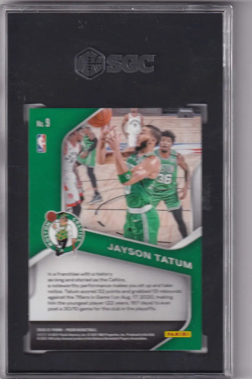 Jayson Tatum basketball card from 2020-21 Panini Prizm Dominance SGC 10 Boston Celtics