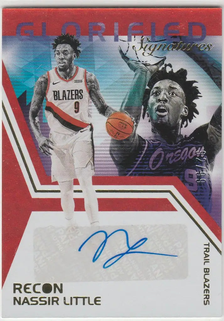 Basketball trading card of Panini Recon Auto Nassir Little from the Portland Trail Blazers