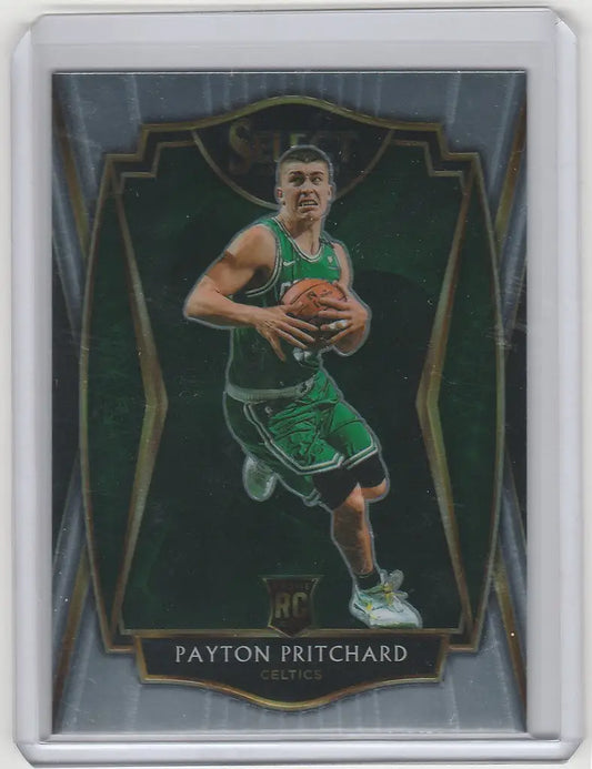 Basketball trading card of Payton Pritchard in green uniform from Panini Select