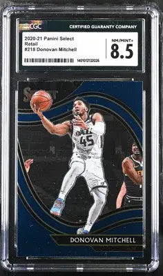 Graded 2020-21 Panini Select Donovan Mitchell basketball card CGC 8.5