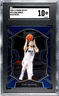 Graded 2020-21 Panini Select Luka Doncic Blue Retail Basketball Card SGC 10