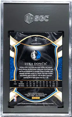 Graded select Luka Doncic basketball card from 2020-21 Panini Select series with SGC 10