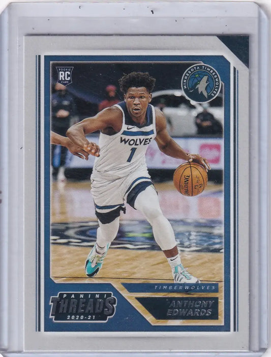 Panini Threads 2020-21 Anthony Edwards rookie card Minnesota Timberwolves in protective holder