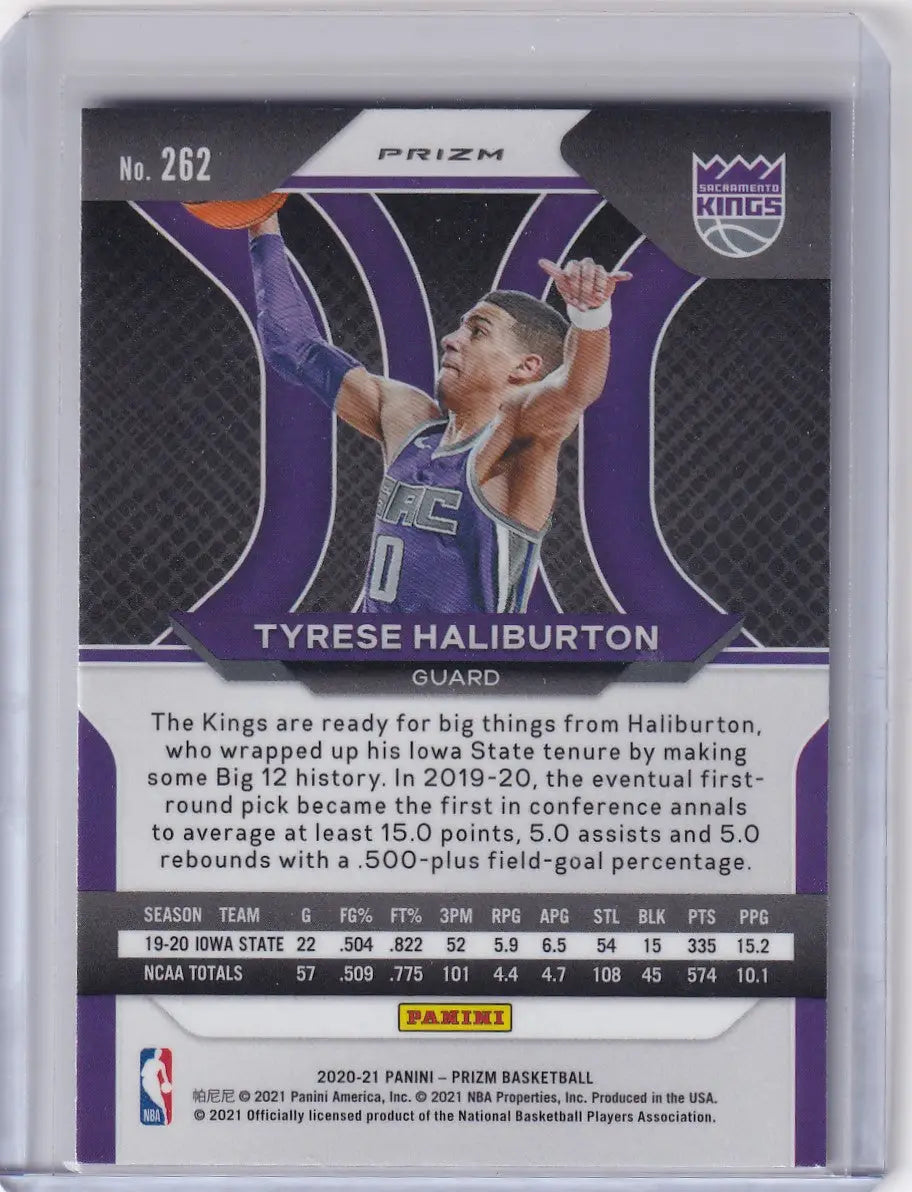 2020-21 Prizm Red Blue Tyrese Haliburton basketball trading card Sacramento Kings