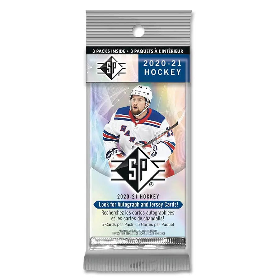 Upper Deck SP Authentic Hockey trading card pack for 2020-21 season featuring Rookie Authentics