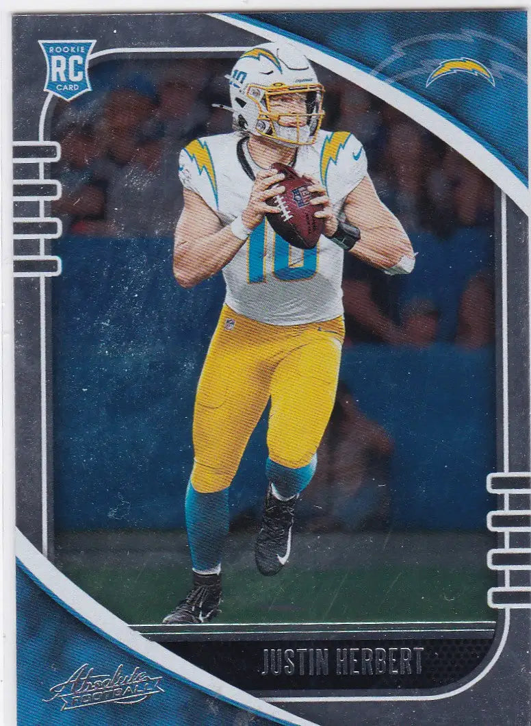 Justin Herbert RC rookie card Los Angeles Chargers 2020 Absolute #167 display
