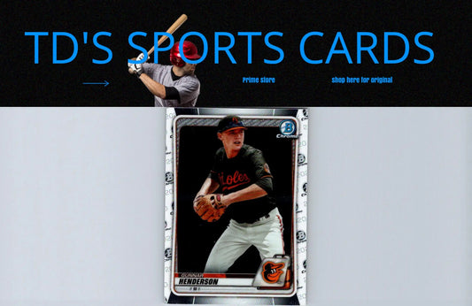Baseball card of Gunnar Henderson Chrome from 2020 Bowman Henderson Chrome Prospects series