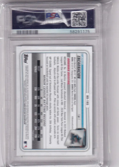 Graded 2020 Bowman Draft Jerar Encarnacion Miami Marlins baseball card in protective case