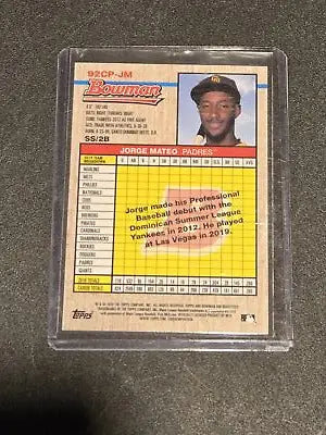 Jorge Mateo Chrome Prospects baseball card from 2020 Bowman Heritage featuring Mateo Chrome prospects