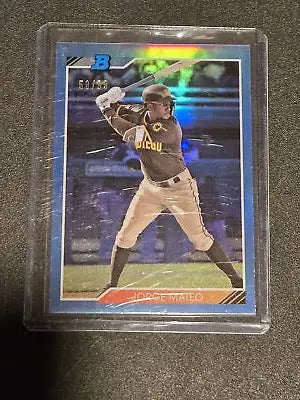 Baseball trading card of Jorge Mateo Chrome Prospects Blue from 2020 Bowman Heritage