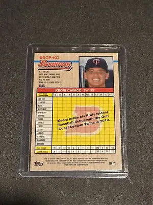 Keoni Cavaco chrome prospects baseball card from 2020 Bowman Heritage product