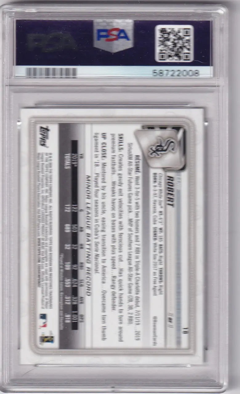 Graded Chicago White Sox Luis Robert Bowman PSA 10 baseball card in protective slab