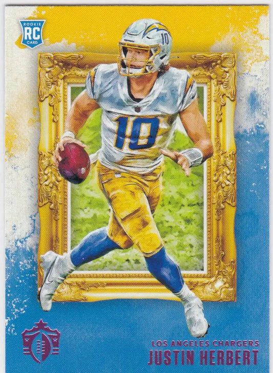 Justin Herbert rookie card from 2020 Chronicles Gridiron Kings Pink #GK-3 Chargers