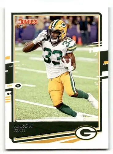 Aaron Jones Green Bay Packers football card in original gloss, 2020 Donruss #104