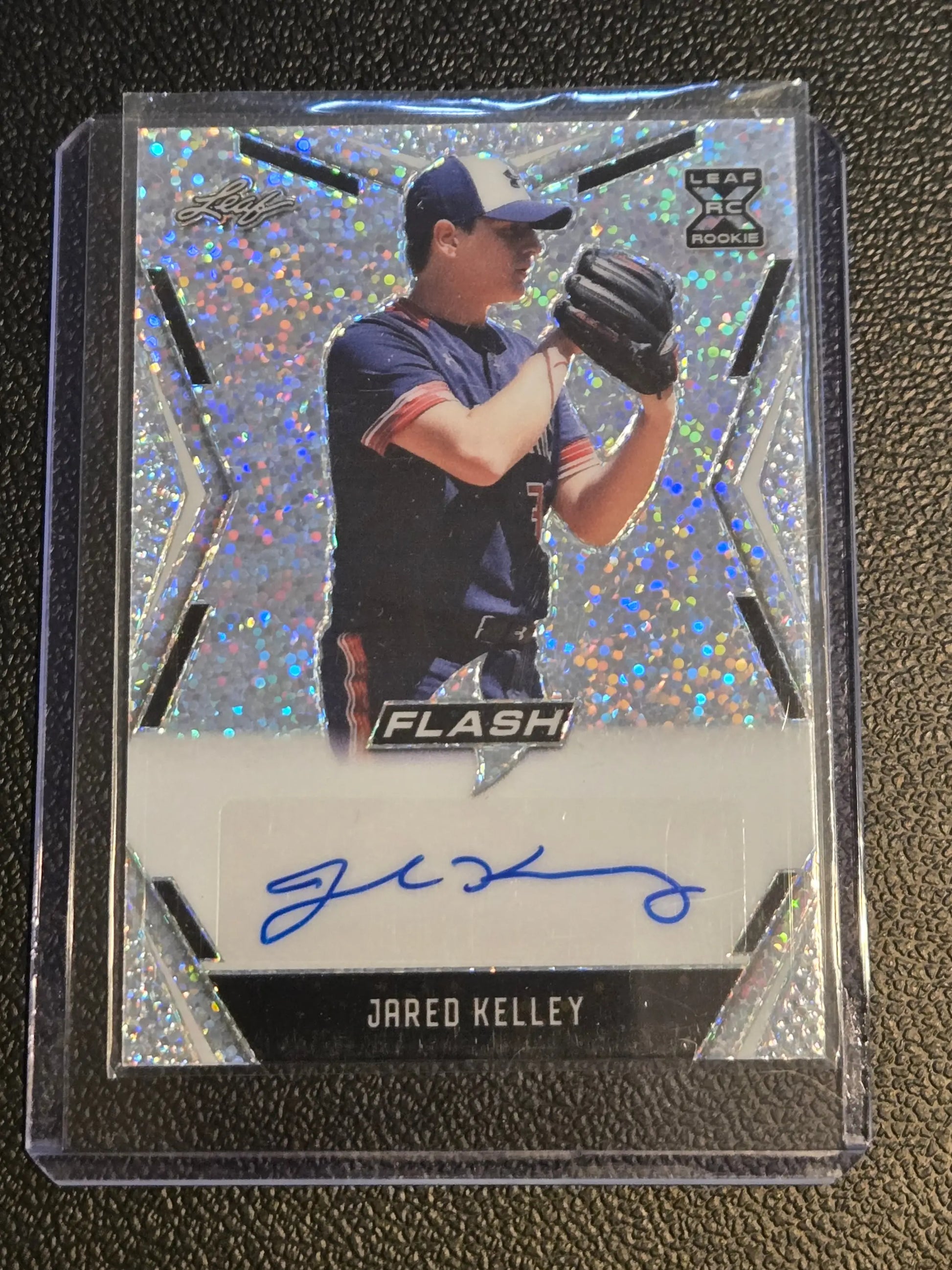 Autographed Jared Kelley baseball card from 2020 Leaf Flash series