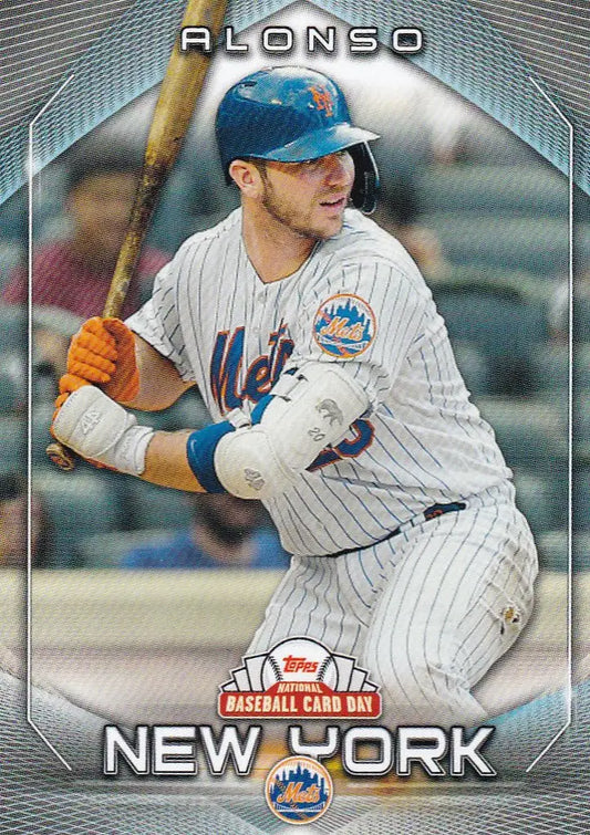 Pete Alonso New York Mets player at bat on 2020 National Baseball Card Day card