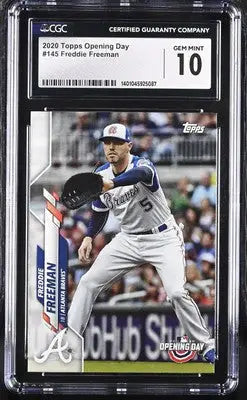 Graded Opening Day Freddie Freeman baseball card in product 2020 Opening Day Freddie Freeman #145