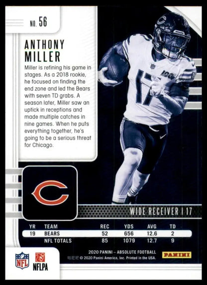 2020 Panini Absolute Anthony Miller #56 Chicago Bears Football Card NFL Sports - Football Card