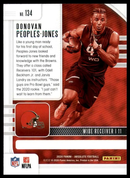 Football trading card featuring Donovan Peoples-Jones from 2020 Panini Absolute Rookie collection