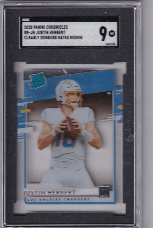 Graded Justin Herbert rookie card 2020 Panini Chronicles SGC 9 Los Angeles Chargers