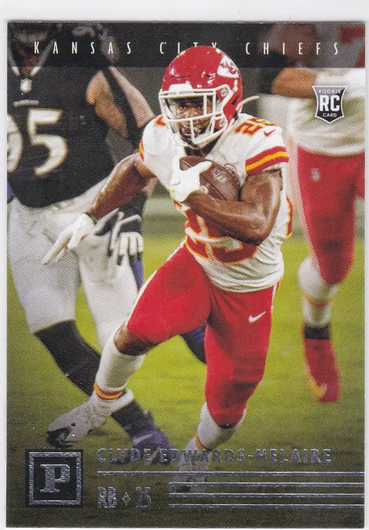 Football trading card of Clyde Edwards-Helaire, Kansas City Chiefs, Panini Chronicles