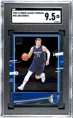 SGC-graded 2020-21 Panini Clearly Donruss Luka Doncic basketball card with grade 9.5