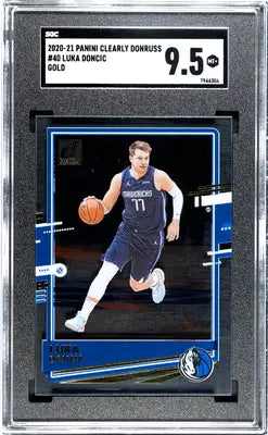 Graded 2020-21 Panini Clearly Donruss Luka Doncic Gold Basketball Card SGC 9.5