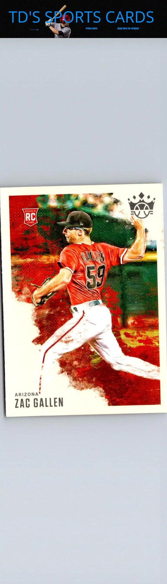 2020 Panini Diamond Kings Zac Gallen baseball card showcasing collectible Diamond Kings artwork
