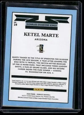 2020 Panini Donruss Diamond Kings Ketel Marte #28 Baseball - Baseball Card