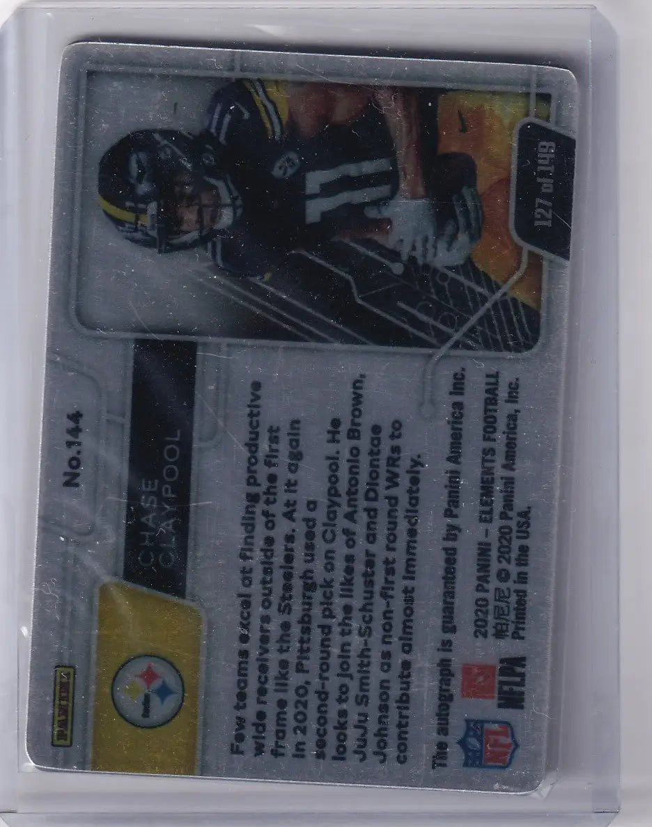 Collectible Chase Claypool football card from Panini Elements Auto series numbered 127 of 149