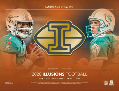 Football trading card featuring Joe Burrow or Justin Herbert from 2020 Panini Illusions Trophy Collection