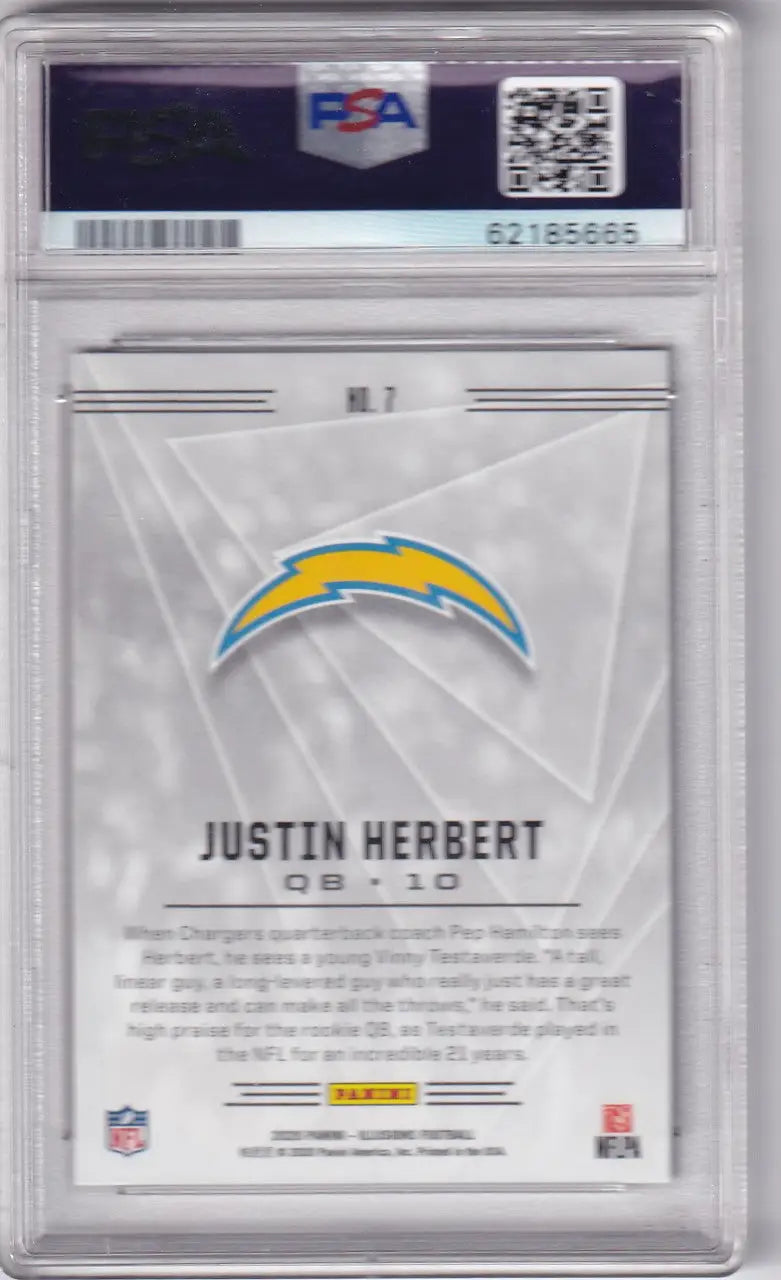 Graded Justin Herbert football trading card from Panini Illusions PSA Los Angeles Chargers