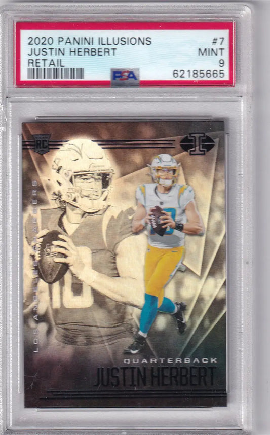 Graded 2020 Panini Illusions PSA Justin Herbert football card Los Angeles Chargers