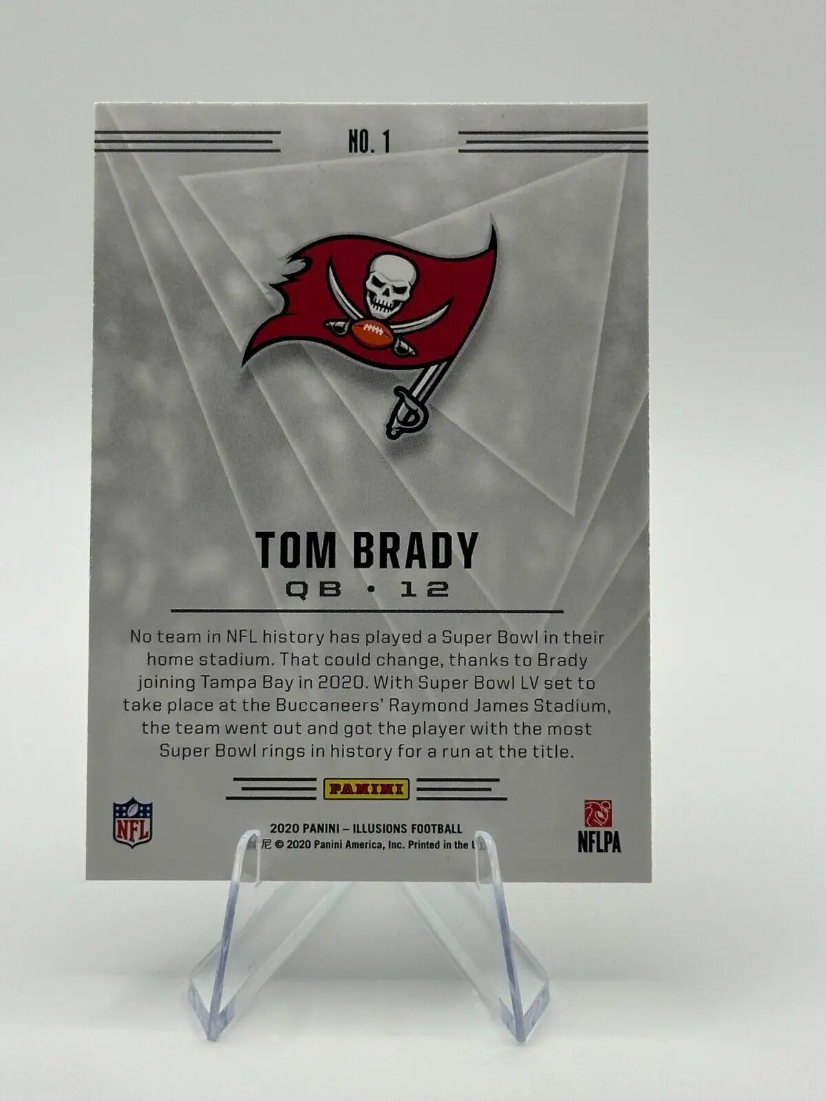 Tom Brady football card from 2020 Panini Illusions featuring Tampa Bay Buccaneers