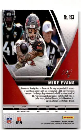 NFL trading card of Mike Evans catching a football from Panini Mosaic original gloss