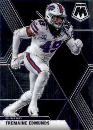 NFL player Tremaine Edmunds in white Buffalo Bills uniform, showcasing Panini Mosaic original gloss