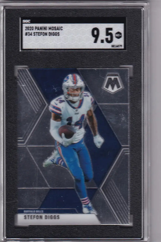 Stefon Diggs SGC 9.5 football card from 2020 Panini Mosaic featuring Buffalo Bills