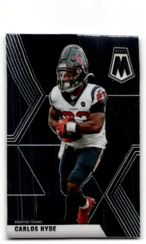 Carlos Hyde football card from 2020 Panini Mosaic with original gloss, Near Mint condition