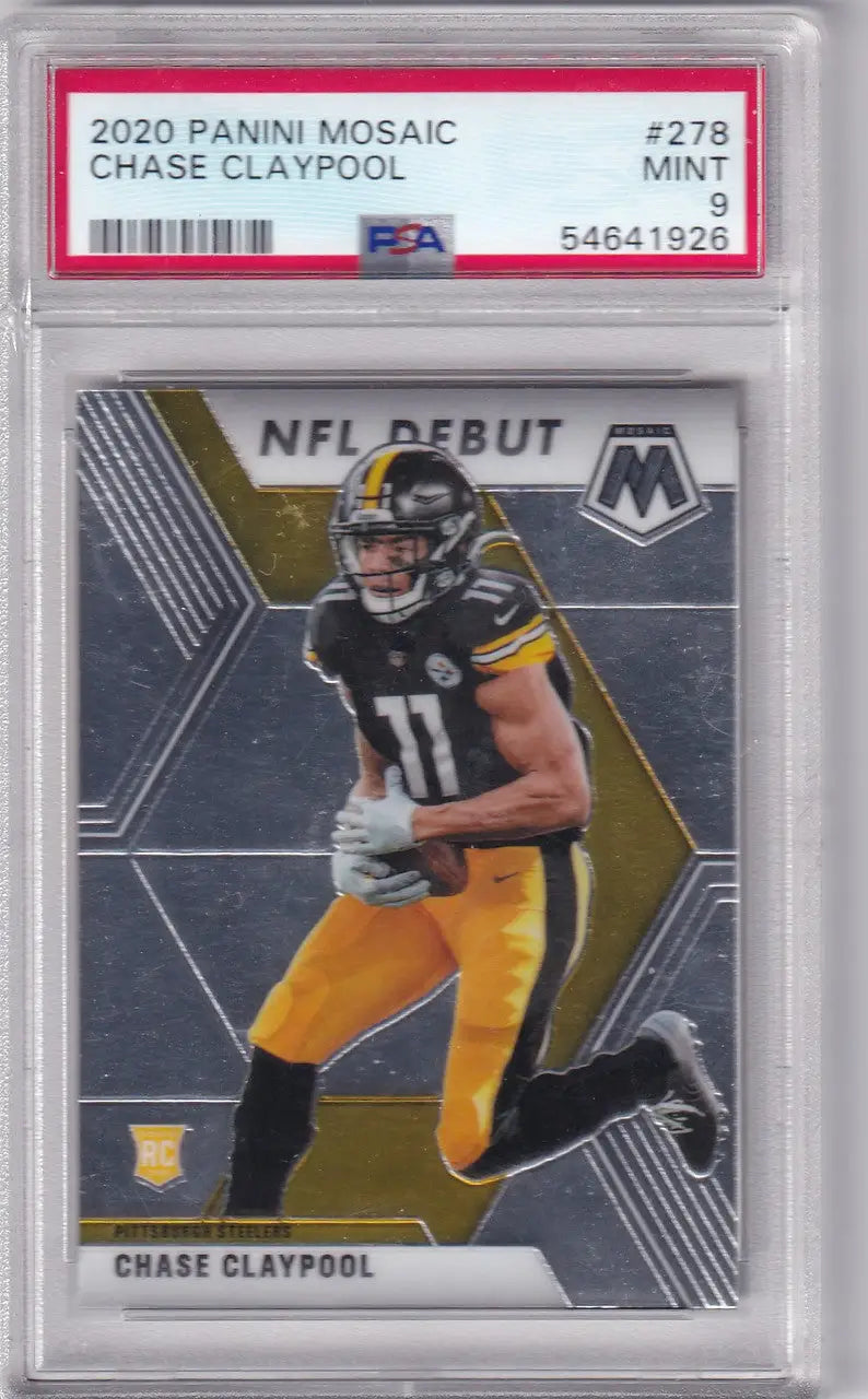 Graded 2020 Panini Mosaic PSA Chase Claypool NFL Debut football card in product listing