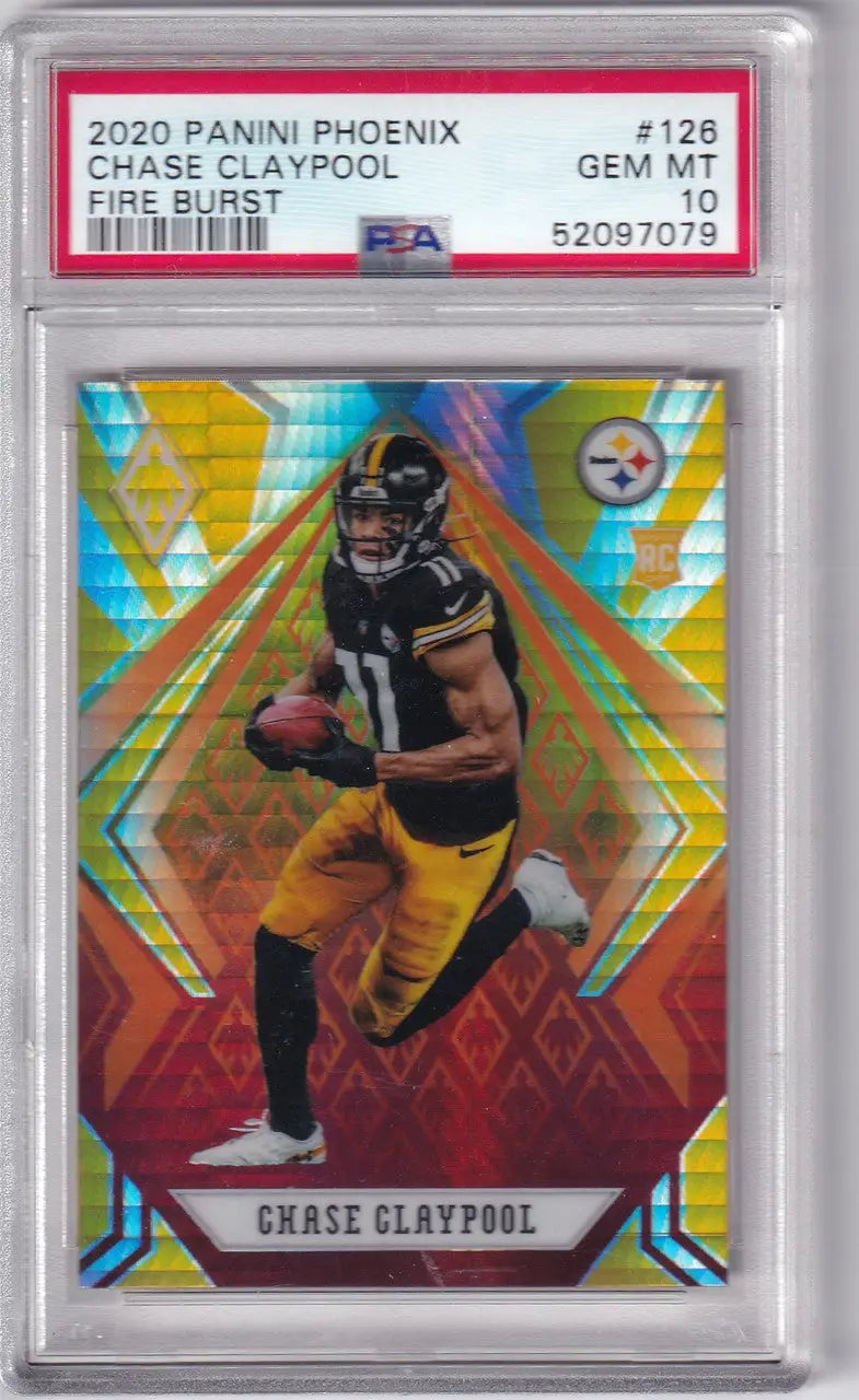 Graded 2020 Panini Phoenix Chase Claypool Fire Burst football card PSA 10